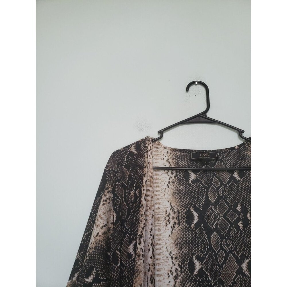 L&B Lucky Blessed Womens S Kimono Duster Snakeskin Print Open Front Half Sleeve - Picture 5 of 6